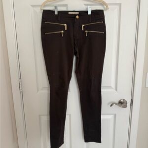 Michael Kors Chocolate Skinny Pants with Gold Accents